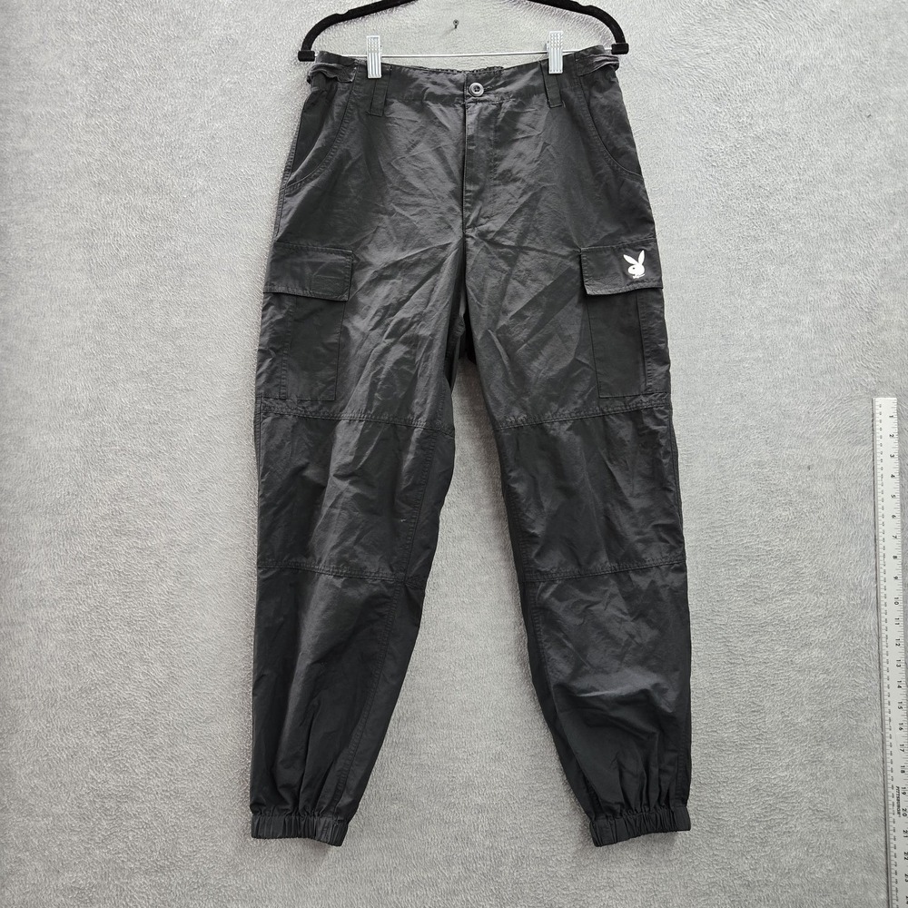 Playboy By Pacsun Women Pants M Black Cargo Bunny Embroidery Jogger Relaxed